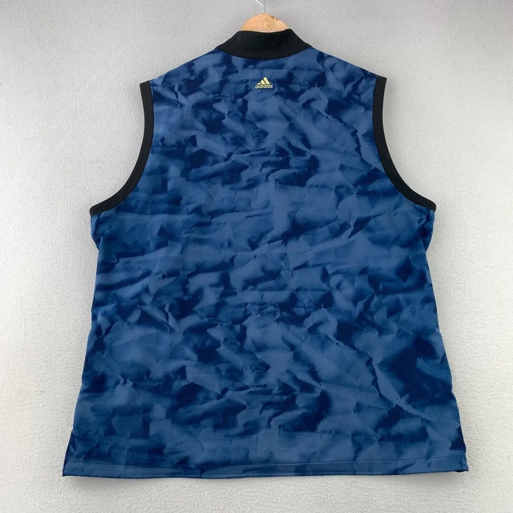 Adidas USA Golf Vest‎ Mens XL Blue 1/4 Zip Performance Pullover Jacket Abstract